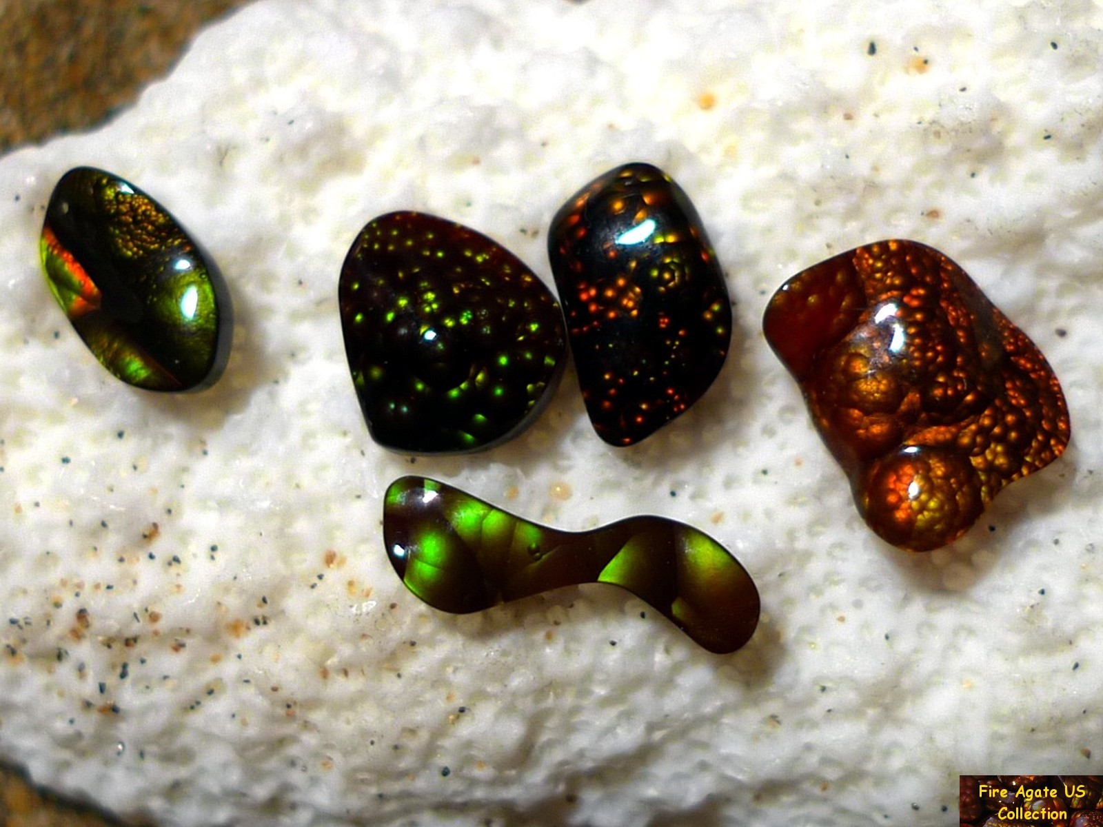 Group of Five Fire Agate Cabochons 4.6 Total Carat Weight Deer Creek Slaughter Mountain Arizona Gems SLG068 Photo 8