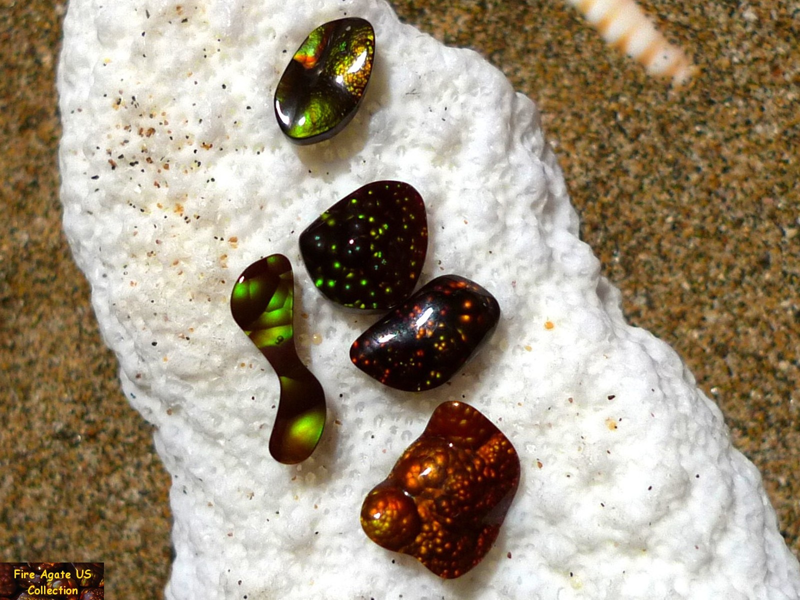 Group of Five Fire Agate Cabochons 4.6 Total Carat Weight Deer Creek Slaughter Mountain Arizona Gems SLG068 Photo 10