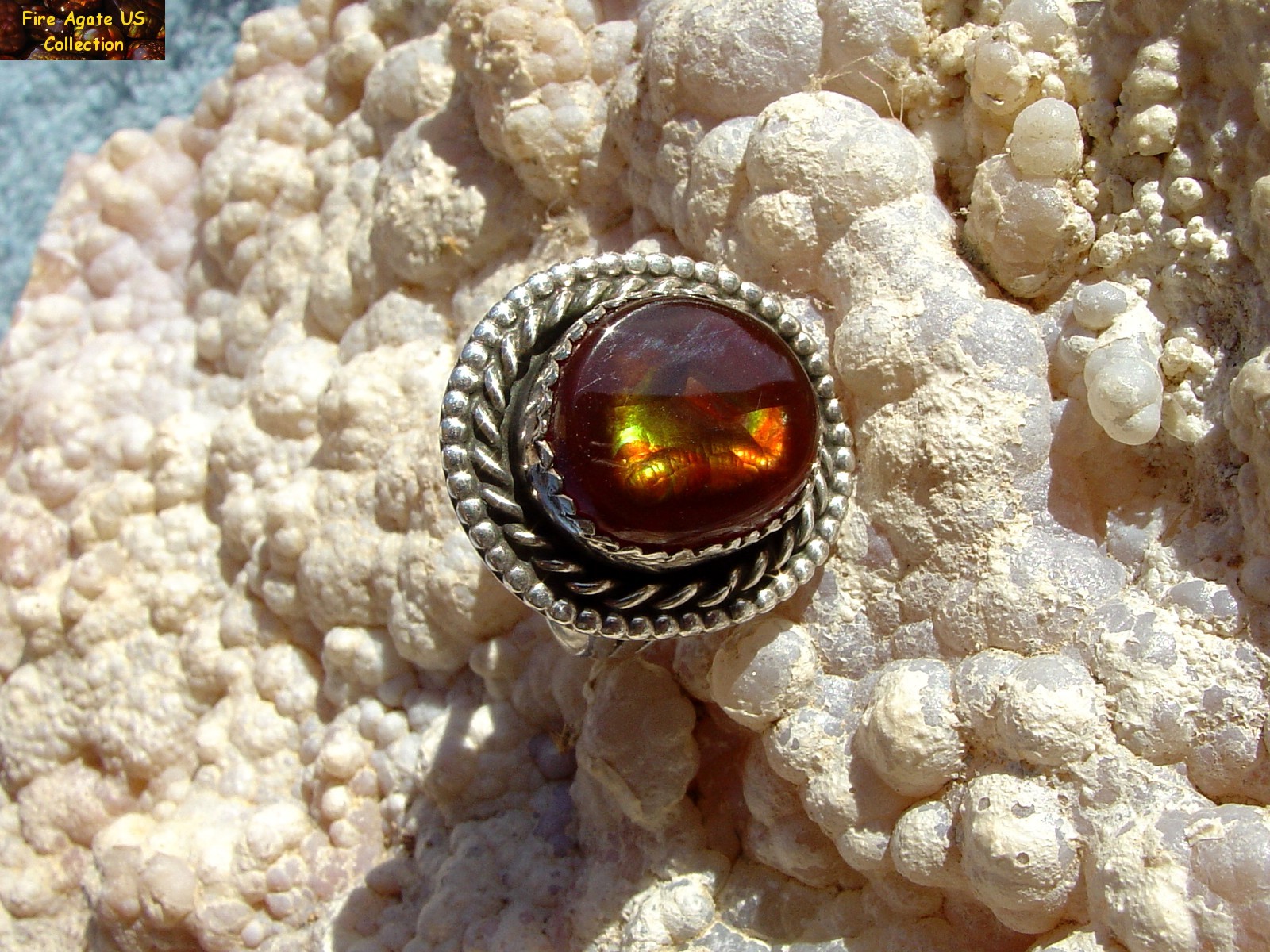 Mexican Fire Agate Gemstone Sterling Silver Ring MCJ008 Photo 6