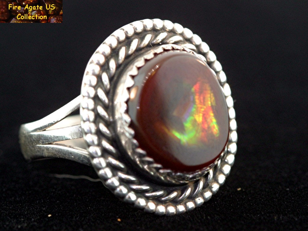 Mexican Fire Agate Gemstone Sterling Silver Ring MCJ008 Photo 10